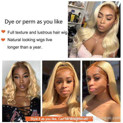 13X4 Lace Front Wig Straight Honey Blonde Brazilian Remy Highlight Ombre Lace Front Human Hair Wigs For Women Bleach Knots
